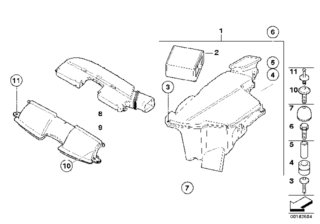 2009 BMW M3  Intake Silencer Diagram for 13717838567