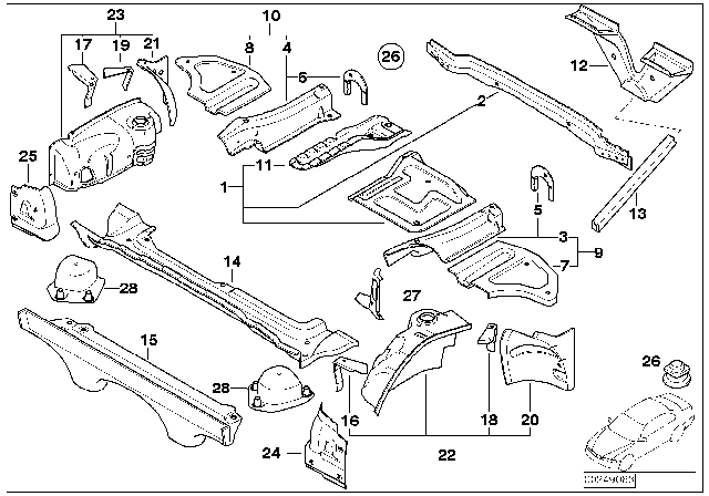 2006 BMW Z4 M  Trunk Floor Right Diagram for 41127064666