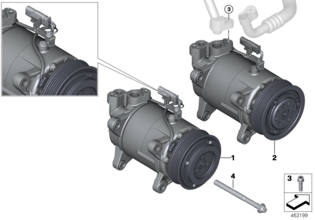 2019 BMW X1  Air Conditioning Compressor Without Magnetic Coupling Diagram for 64526826880