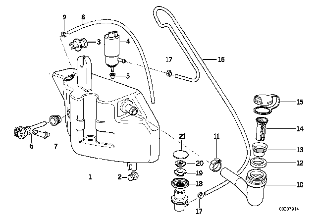 1995 BMW 530i  Touring Rear Washer Tank Diagram for 61681391805