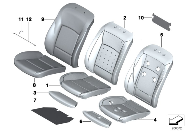 2013 BMW 528i xDrive  Foam Section, Basic, Backrest Diagram for 52107229967