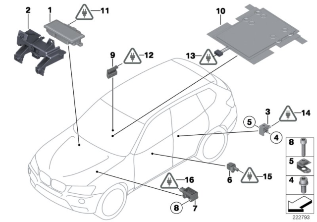 2017 BMW X3  Sensor, Driver'S Seat Diagram for 65779226797