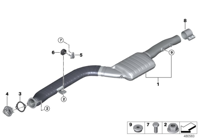 2018 BMW 540d xDrive  Rubber Mounting Diagram for 18208599519