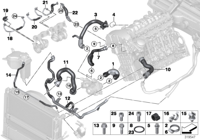 2011 BMW 1 Series M  Line, Engine Feed-Coolant Pump Diagram for 11537558523