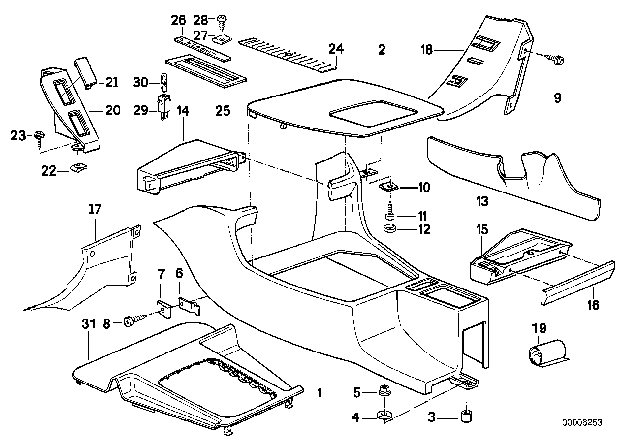 1994 BMW 525i  Sliding Cover Diagram for 51161938352