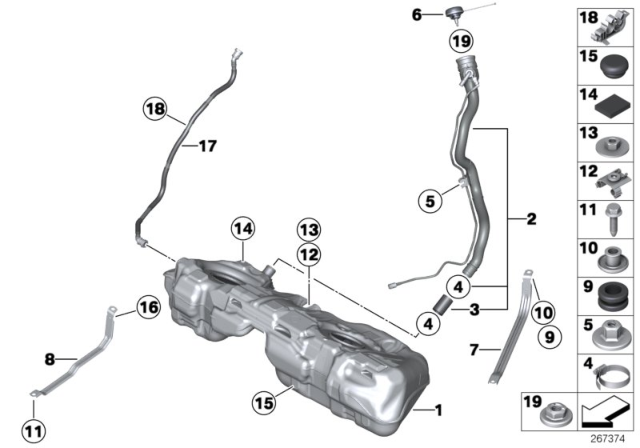 2015 BMW 328d xDrive  Plastic Filler Pipe Diagram for 16117244031