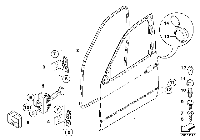 2012 BMW X5 Left Lower Front Door Hinge Diagram for 41517176849