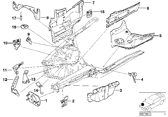 2005 BMW M3  Bracket Side Panel Right Diagram for 41148209102
