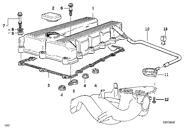 1993 BMW 318is  Cylinder Head Cover Diagram for 11121739793