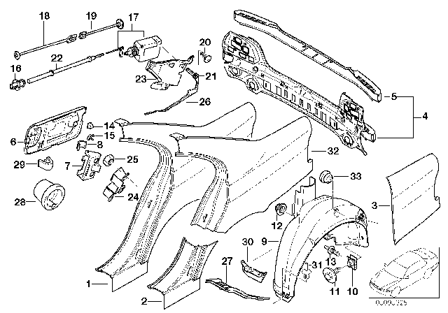2003 BMW 540i  Actuator Bowden Cable Diagram for 51258208923