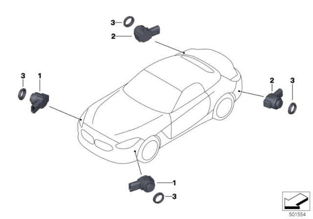 2019 BMW Z4  ULTRASONIC SENSOR, SAN FRANC Diagram for 66209472271