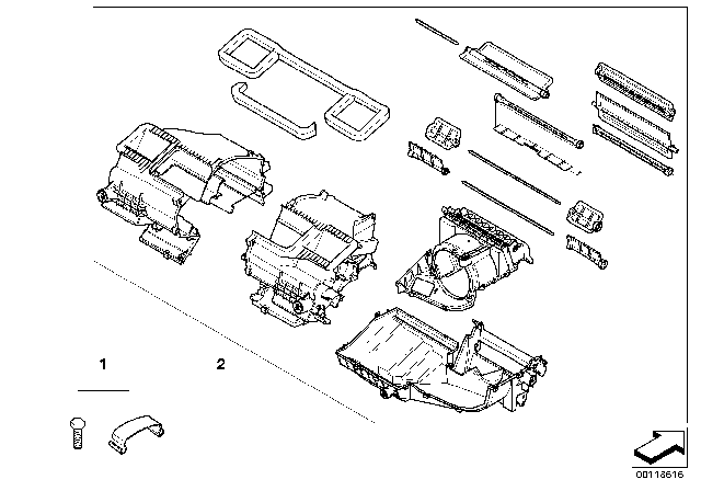 2003 BMW Z4  Set Of Housing Parts, Air Conditioner. Unit Diagram for 64116927602