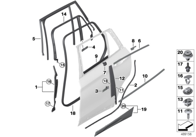 2019 BMW X2  TRIM, WINDOW FRAME, DOOR, RE Diagram for 51357420865