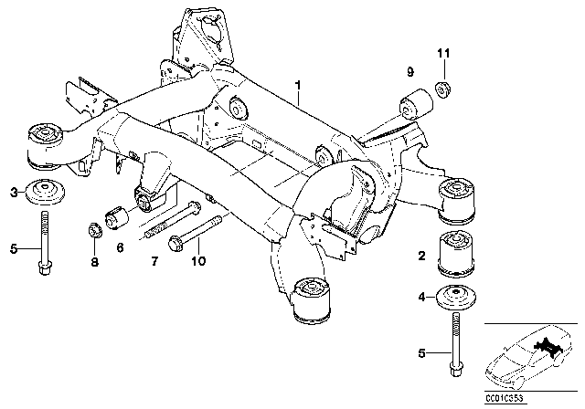 1999 BMW 528i  Rear Axle Carrier Diagram for 33311097250