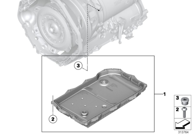 2020 BMW 750i xDrive  Transmission Oil Pan With Filter Repair Kit Diagram for 24118612901