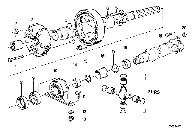 1988 BMW 325i  Vibration Damper Diagram for 23131222514