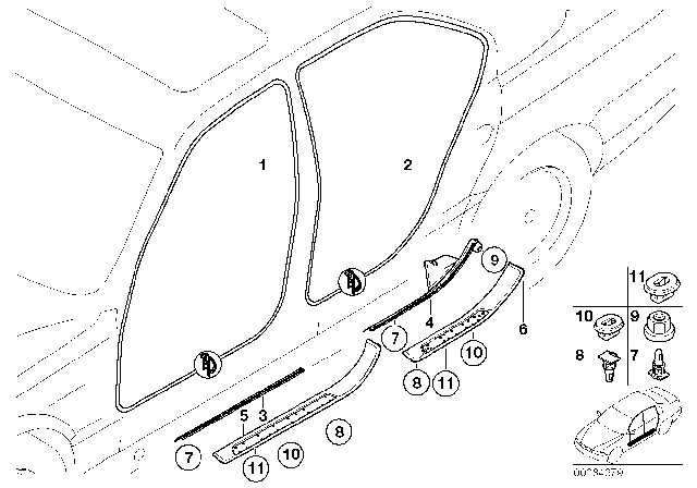 1998 BMW 740iL Edge Protection, Door, Front Diagram for 51728175067