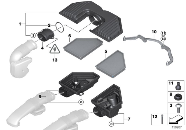 2010 BMW X5  Intake Silencer, Bottom Diagram for 13717558727