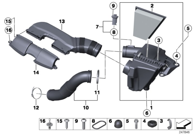 2015 BMW X1  Intake Silencer Diagram for 13717588280