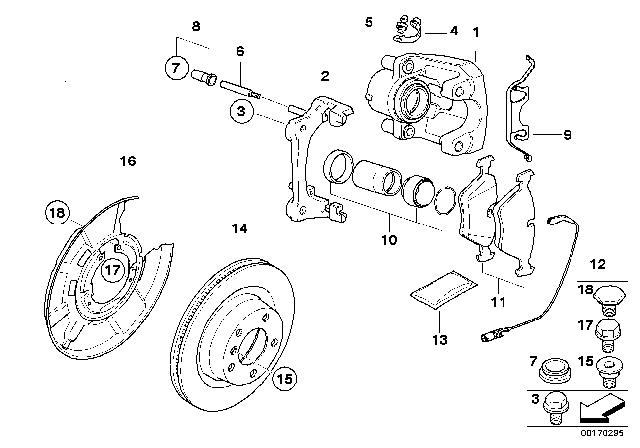 2008 BMW 328i  Calliper Carrier Diagram for 34216768696