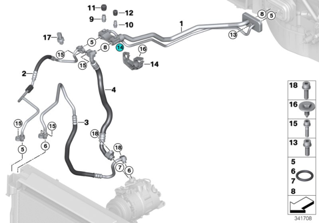 2015 BMW X6 Pressure Hose, Compressor-Condenser Diagram for 64506842311