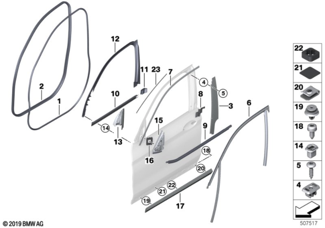 2020 BMW X3 M  Edge Protection, Door, Front Diagram for 51727468928
