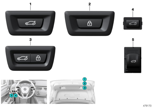 2018 BMW M550i xDrive  Switch Trunk Lid Diagram for 61319275119