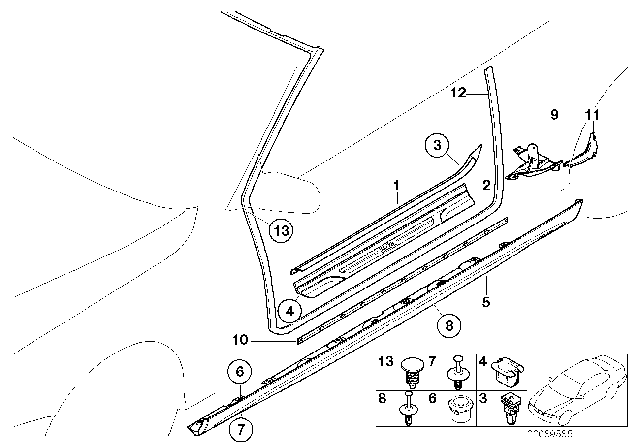 2001 BMW M3 Gasket Between Door And Entrance Front Diagram for 51328194721