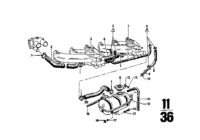 1973 BMW 3.0CS  Engine Coolant Hose Diagram for 11531266510