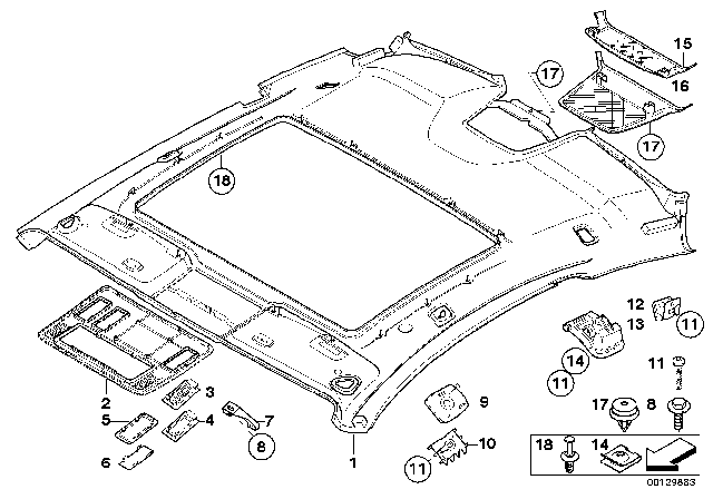 2007 BMW M6 Trim, Roofliner, Front Diagram for 51167898266