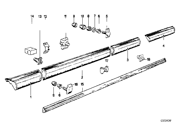 1983 BMW 633CSi  Moulding Fender Rear Right Diagram for 51131839134