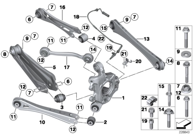 2017 BMW X3  Guiding Suspension Link W Rubber Mount Diagram for 33306786991