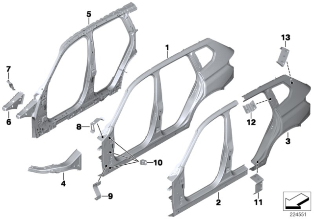 2016 BMW X3  Bracket, Side Panel, Top Left Diagram for 41007267113