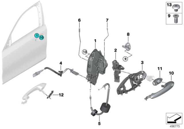 2020 BMW 330i ADAPTER OUTS.DOOR HANDLE SUP Diagram for 51217449557