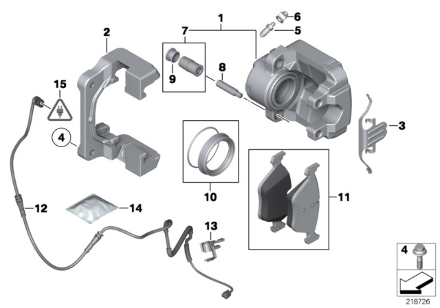2012 BMW 528i xDrive  Calliper Carrier Diagram for 34116796486