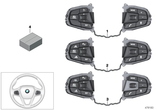 2018 BMW 530i xDrive  Multifunct Steering Wheel Switch Diagram for 61319327082
