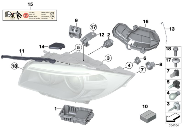 2012 BMW 128i  Left Headlight Cover Diagram for 63117046373
