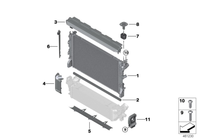 2018 BMW 540d xDrive  Radiator Diagram for 17118590047