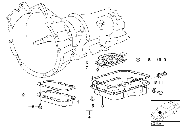 1995 BMW 325is  Oil Pan Diagram for 24117519543