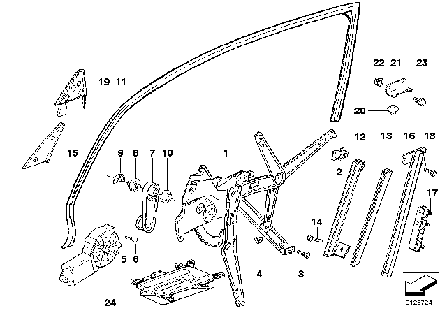 1995 BMW 325i  Crank, Window Lifter Diagram for 51328122503