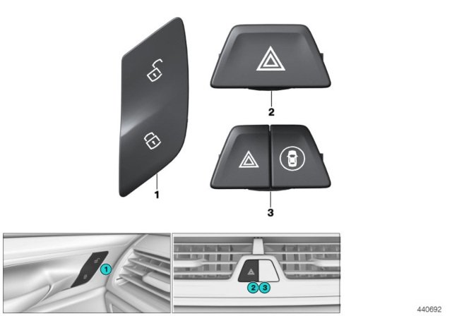 2020 BMW 740i  Switch, Hazard Warning System Diagram for 61316993047