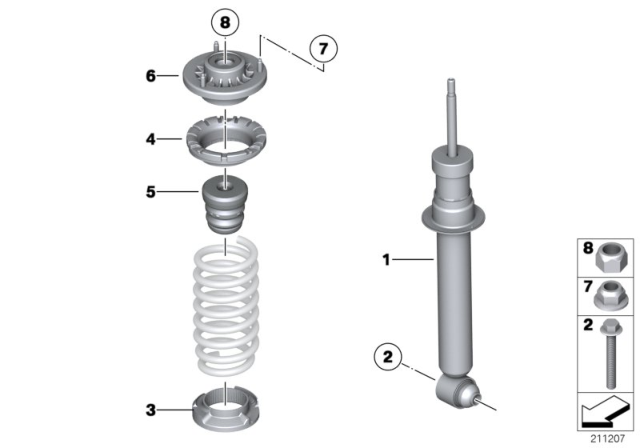 2012 BMW ActiveHybrid 5  Rear Strut Shock Spring Diagram for 33526784019