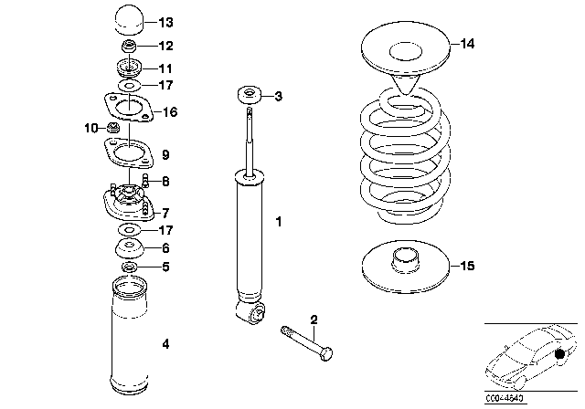 1998 BMW Z3 M  Rear Shock Absorber Diagram for 33522228358