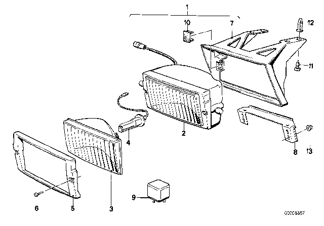 1989 BMW M3  Glass Holding Frame Diagram for 63171375051