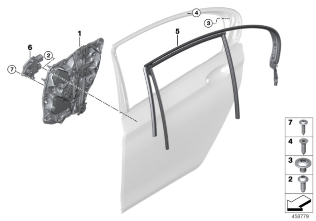 2020 BMW 740i xDrive  Power Window Motor Rear Left Diagram for 51357455083