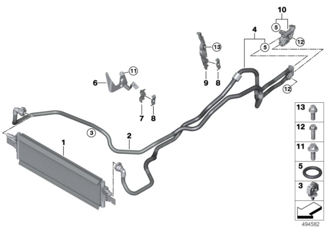 2020 BMW M340i  TRANSMISSION OIL COOLER LINE Diagram for 17228654910