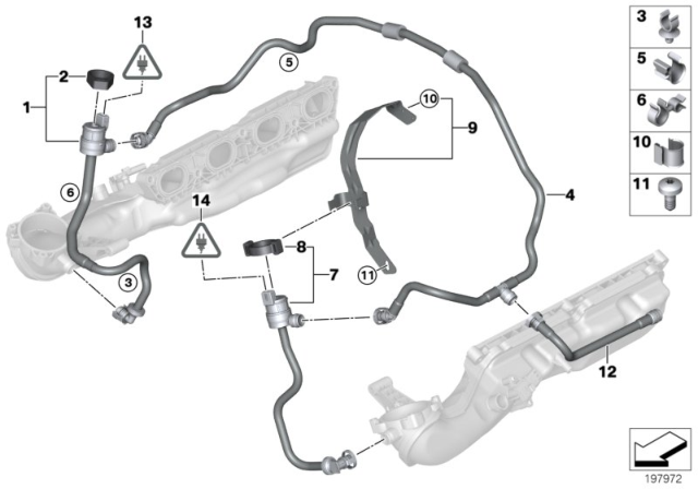 2010 BMW X5 M  Fuel Tank Breather Line Diagram for 13907590061