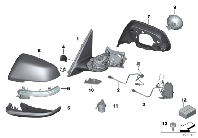 2020 BMW X1  Connector Housing, Exterior Mirror Diagram for 61139313124