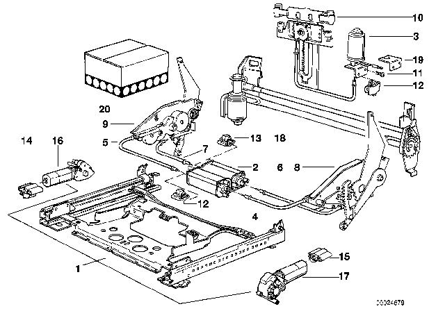 1994 BMW 525i Voltage.Regulator.F Seat Inclination Adjustment Diagram for 61311379097