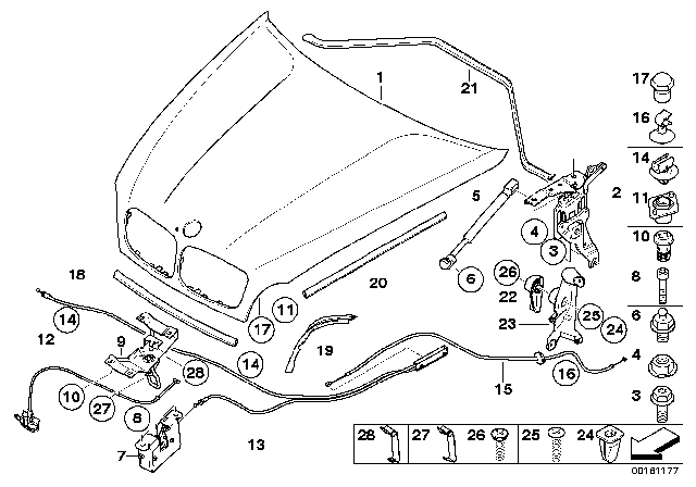 2010 BMW X5  Rear Bowden Cable Diagram for 51237184452